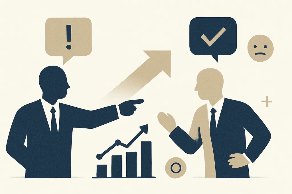 Illustration: examples of assertive vs aggressive communication in the workplace