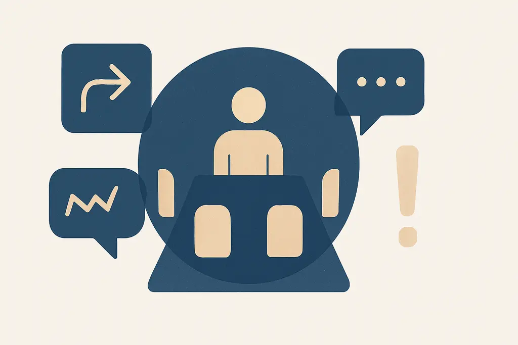 Illustration: meeting overload and communication breakdown in the workplace